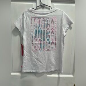 JUICY BY JUICY COUTURE NWT White Logo Short Sleeve T Shirt SIZE SMALL 7/8 GIRLS